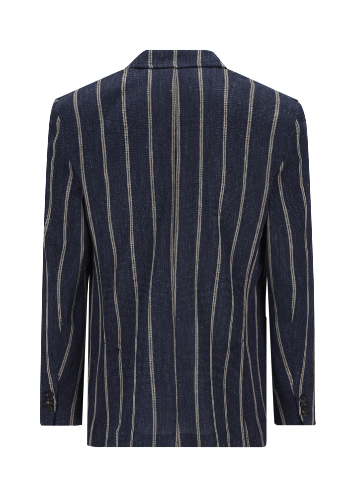 Luis Trenker Blazer in lino con motivo gessato modello Lusimone Presa