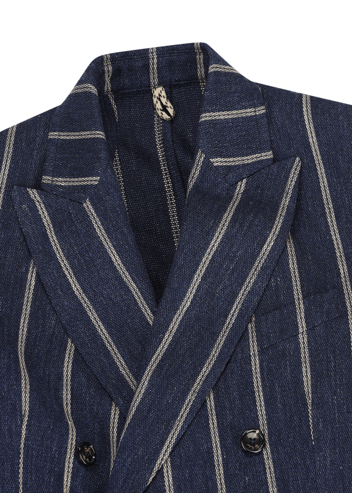 Luis Trenker Blazer in lino con motivo gessato modello Lusimone Presa
