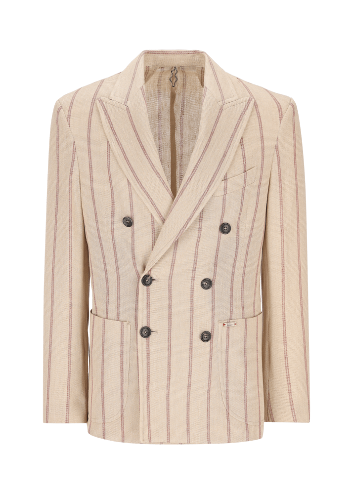 Luis Trenker Blazer in lino con motivo gessato modello Lusimone Sconto