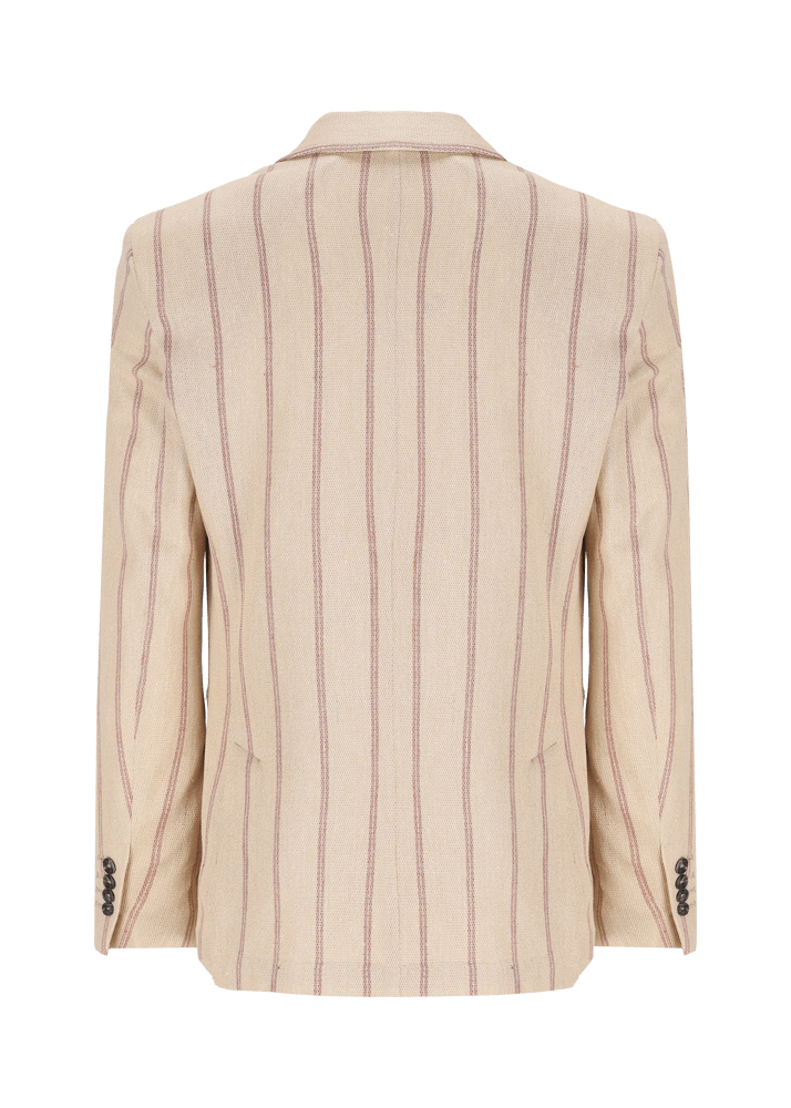 Luis Trenker Blazer in lino con motivo gessato modello Lusimone Sconto