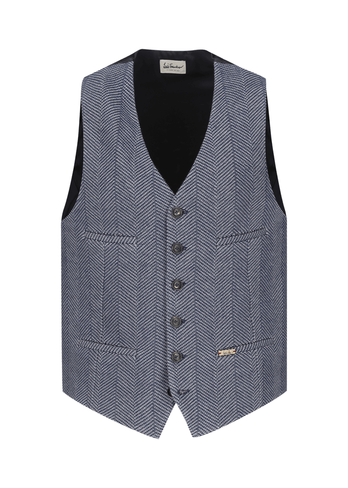 Luis Trenker Gilet in jersey con motivo a spina di pesce modello Lusebastian ACQUISTA ORA
