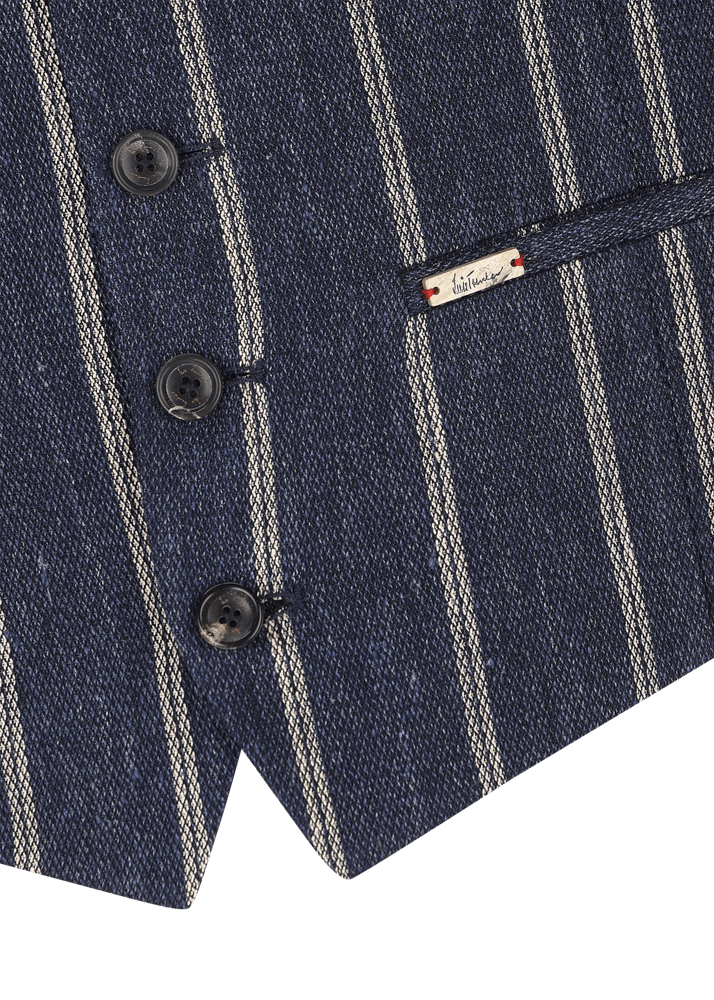 Luis Trenker Gilet in lino con motivo gessato modello Lusebastian Fino al 55% di sconto