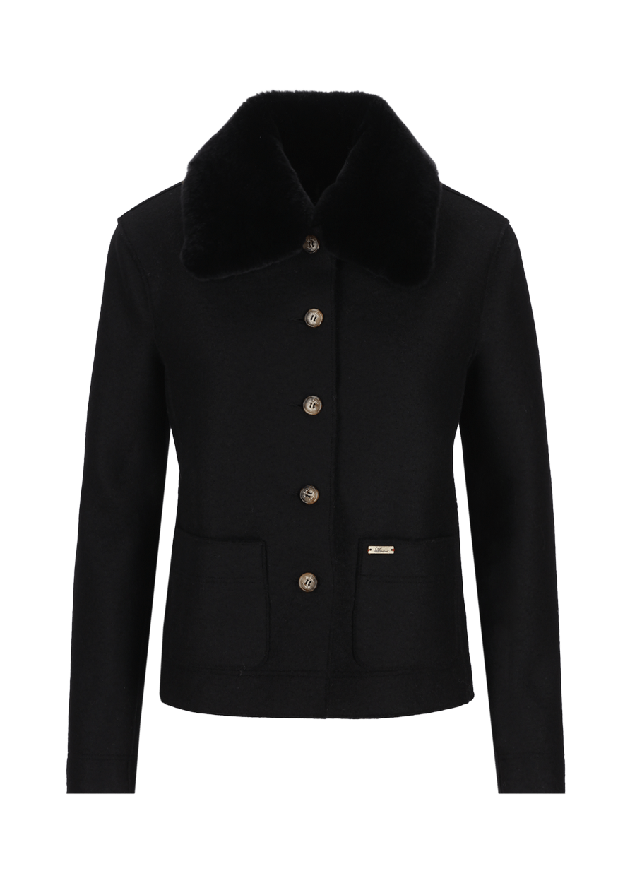 Luis Trenker Blazer in lana cotta con collo in pelliccia modello Luroberta Vendita
