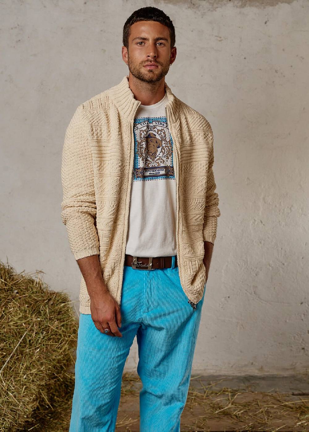 Luis Trenker Cardigan lavorato a maglia con colletto alla coreana modello Luwall Fornitura limitata