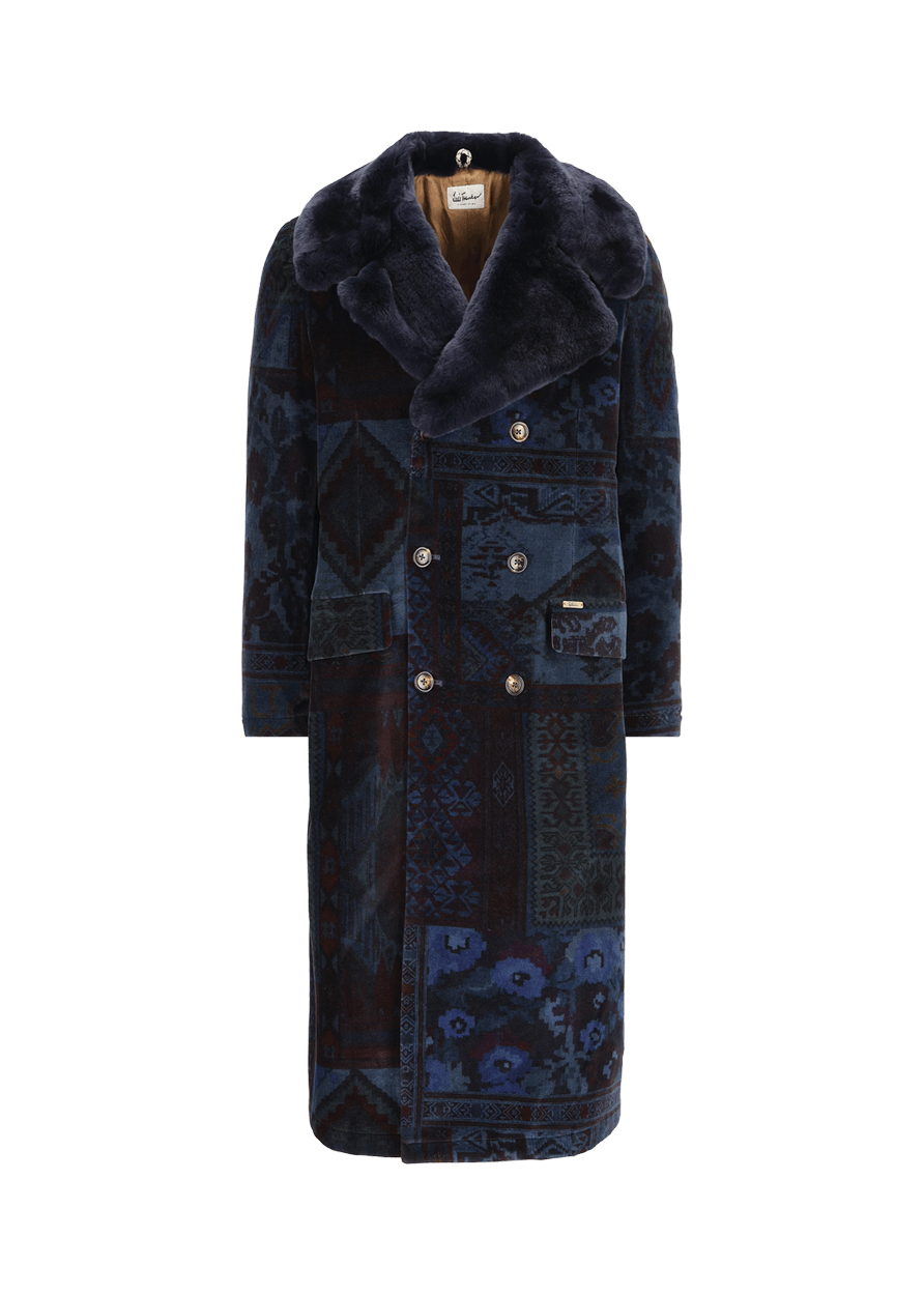 Luis Trenker Cappotto in velluto con collo in pelliccia modello Lusamir Offerta San Valentino
