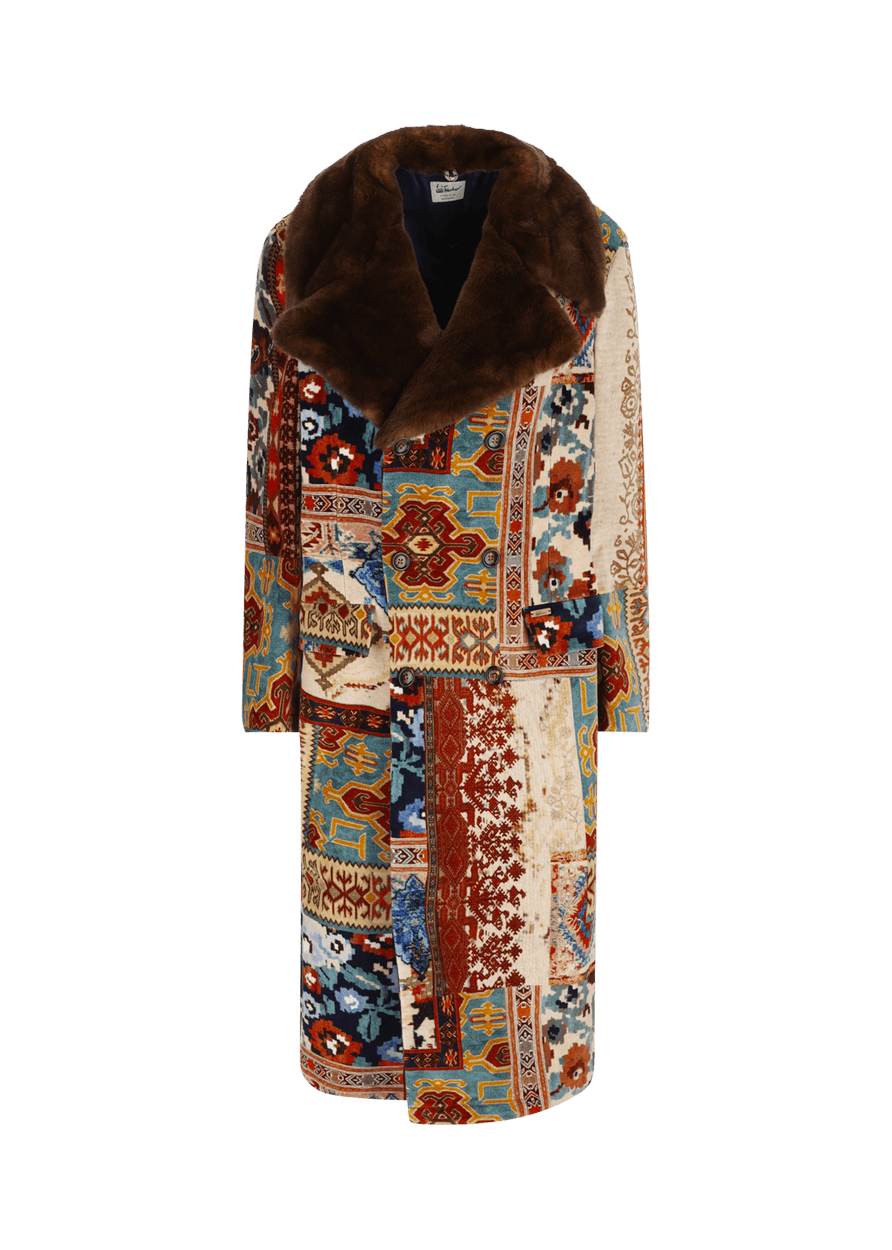 Luis Trenker Cappotto in velluto con collo in pelliccia modello Lusamir Offerta Anniversario