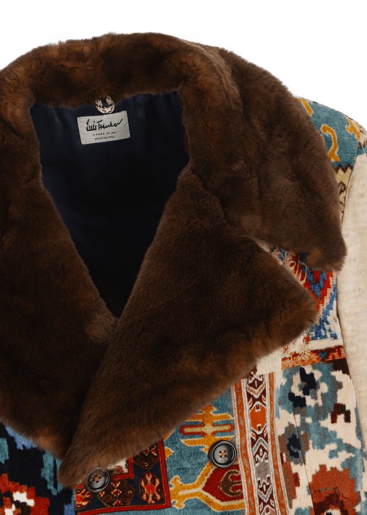 Luis Trenker Cappotto in velluto con collo in pelliccia modello Lusamir Offerta Anniversario