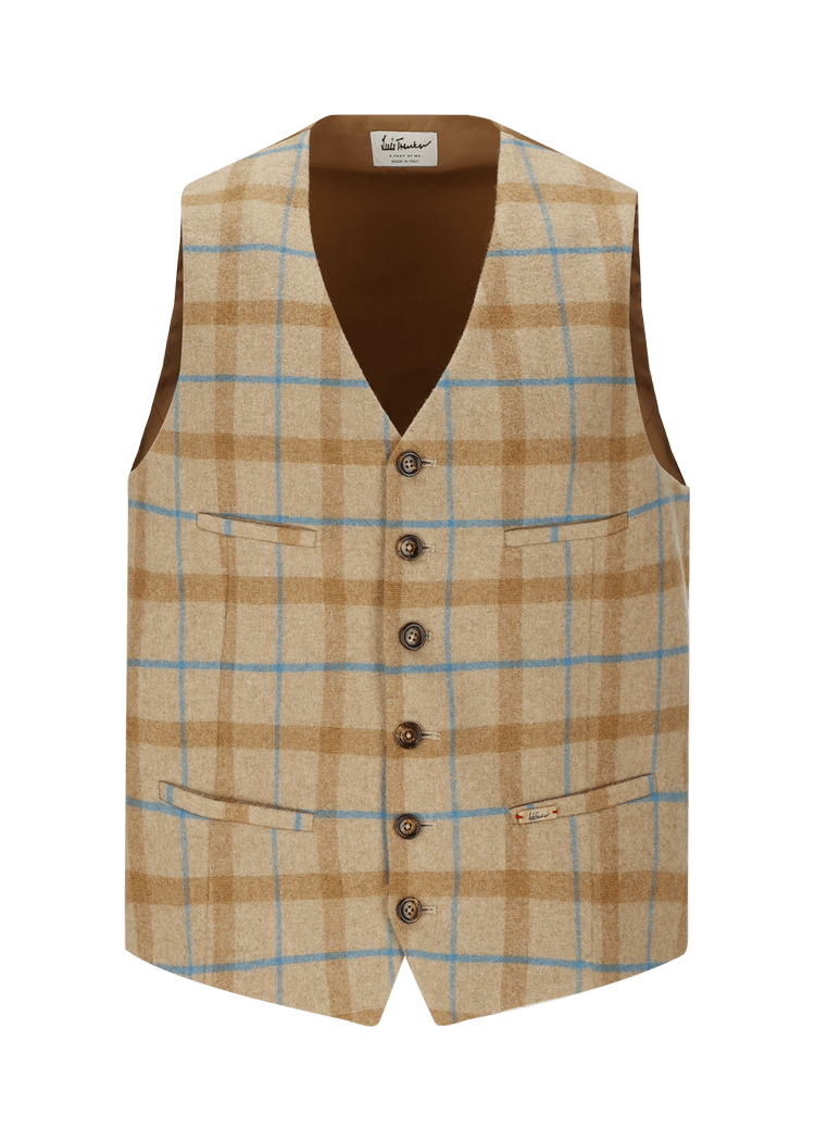 Luis Trenker Gilet con motivo a quadri modello Lusebastian Liquidazione
