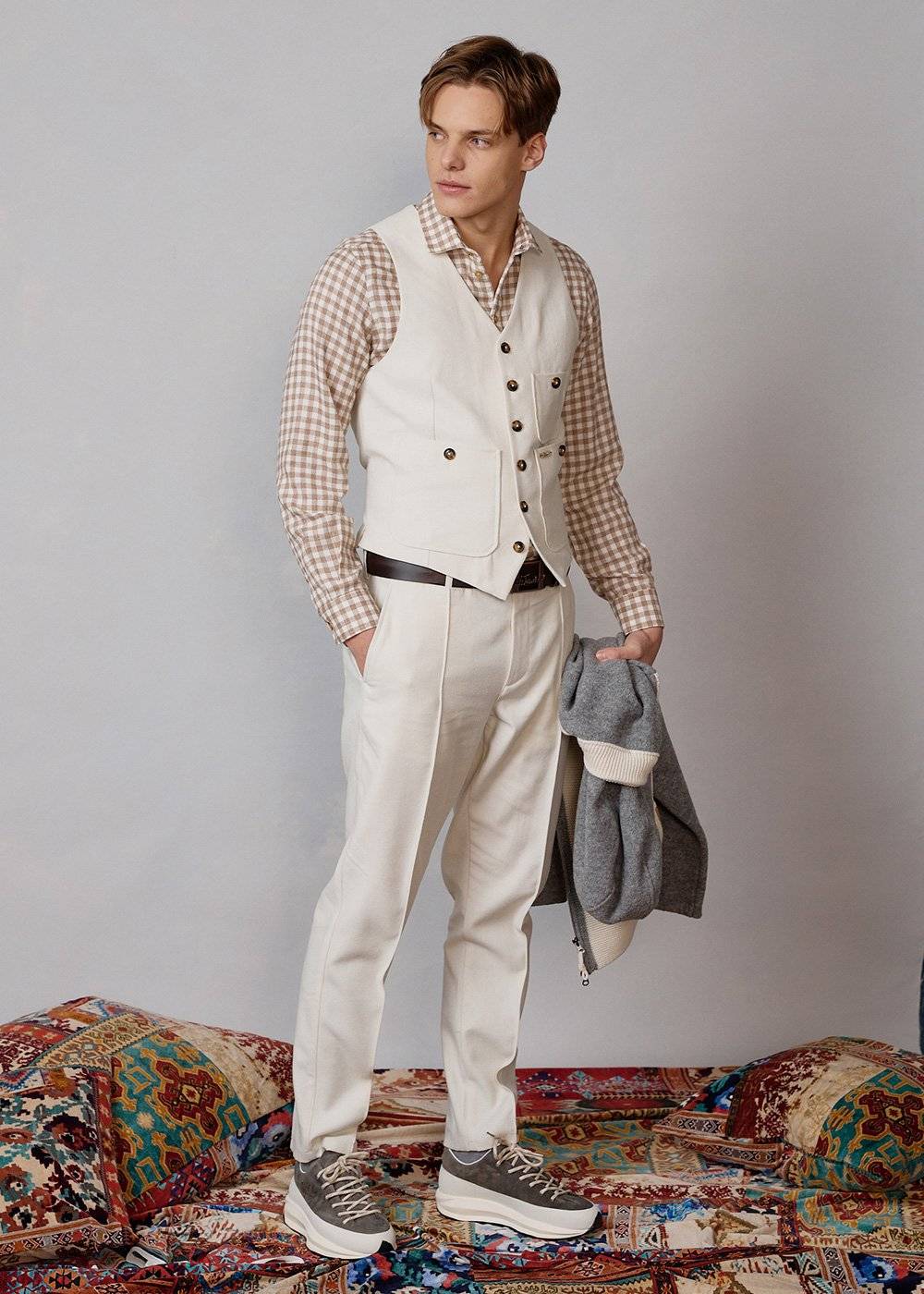 Luis Trenker Gilet in twill modello Luseba