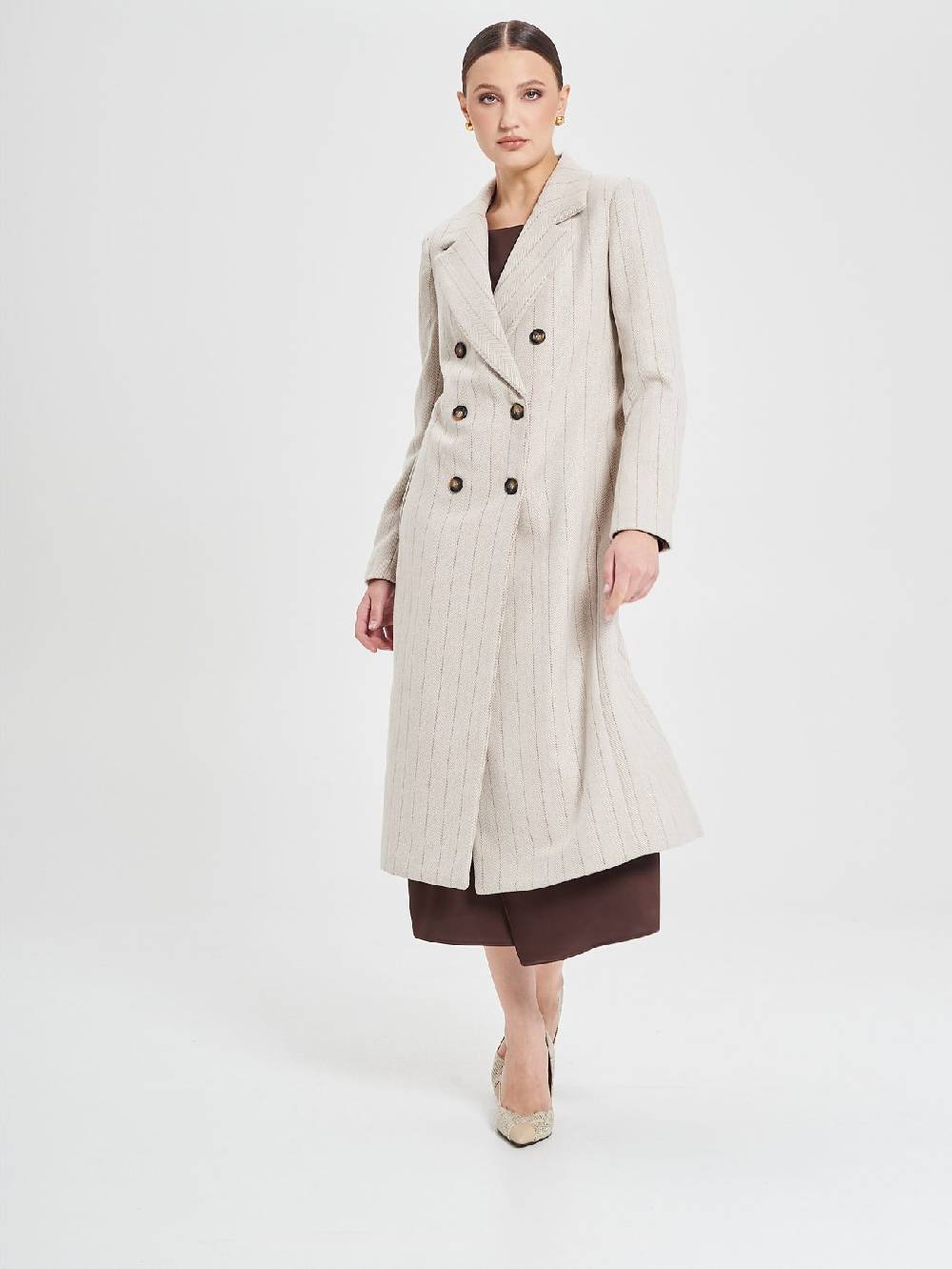 Rinascimento Cappotto Beige Spinato Promozione Limitata
