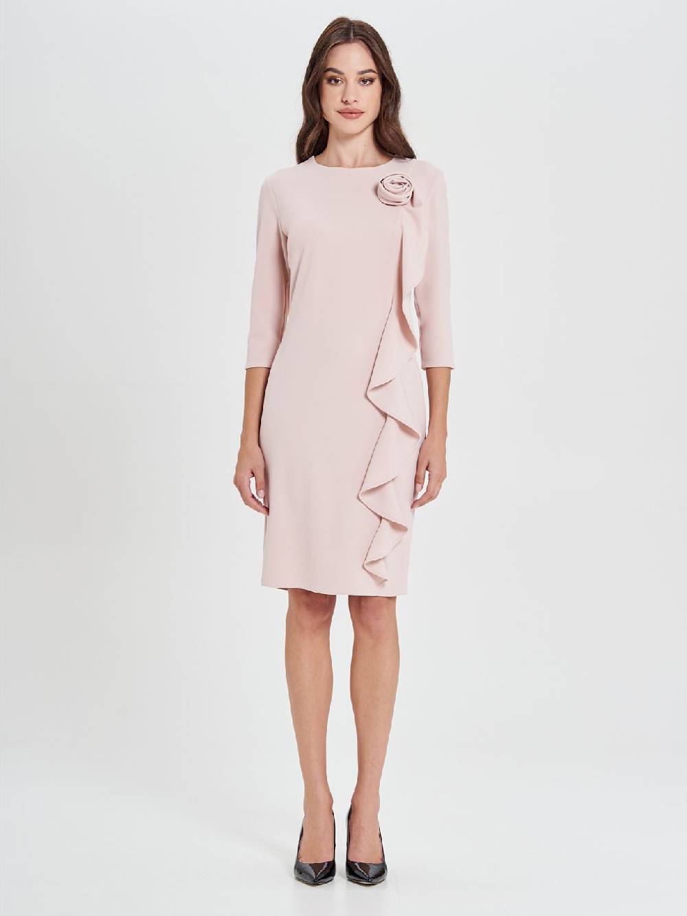 Rinascimento Tubino color Rosa con decoro Rosa Rouche Shopping Online