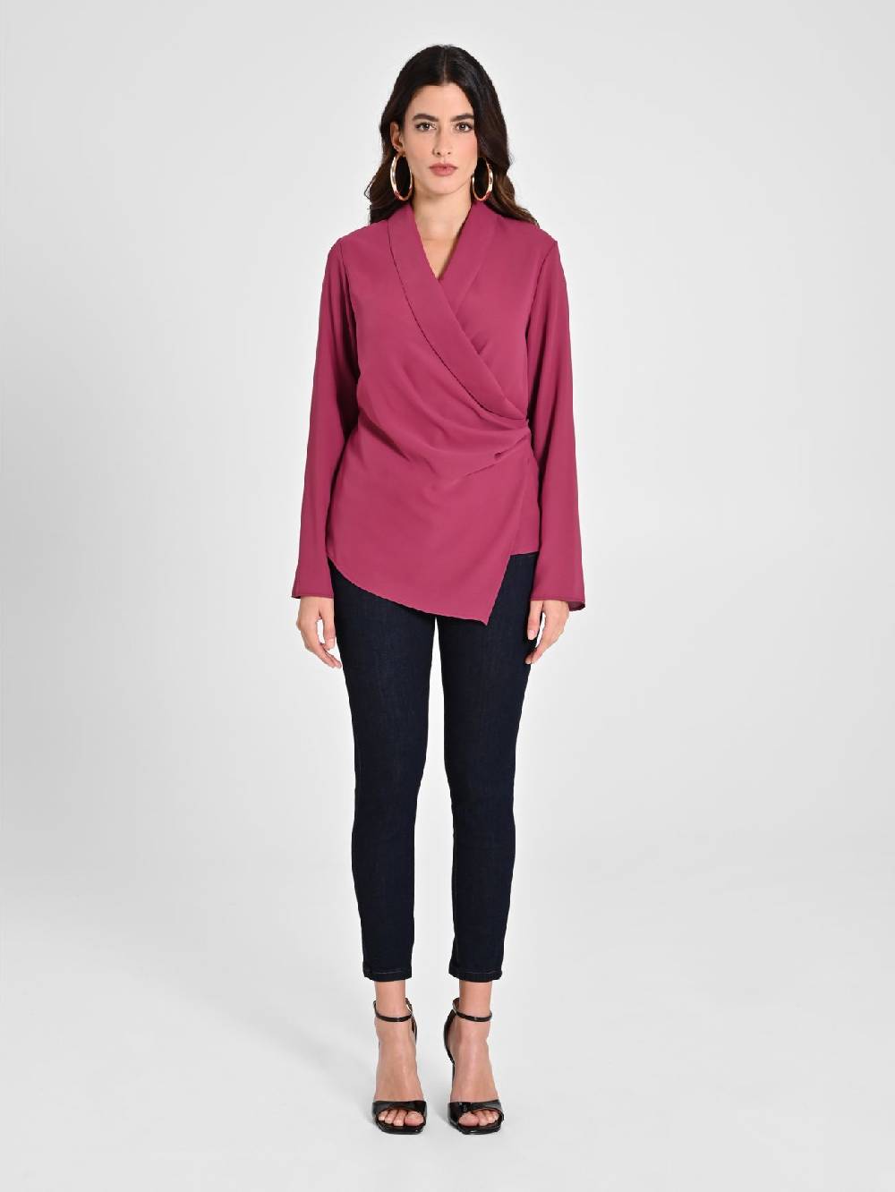 Rinascimento Blusa Bordeaux con Drappeggio Prezzo Ridotto