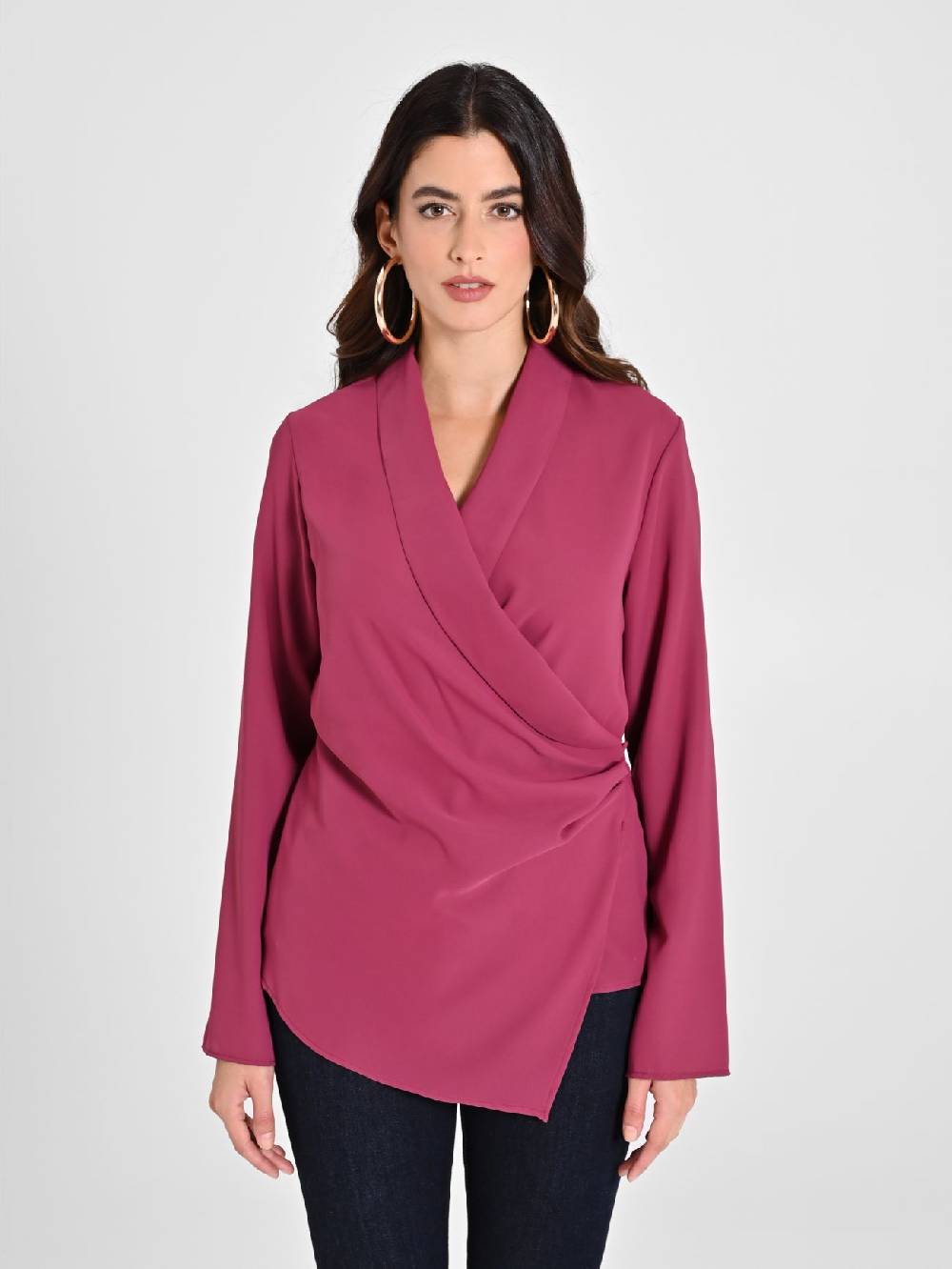 Rinascimento Blusa Bordeaux con Drappeggio Prezzo Ridotto