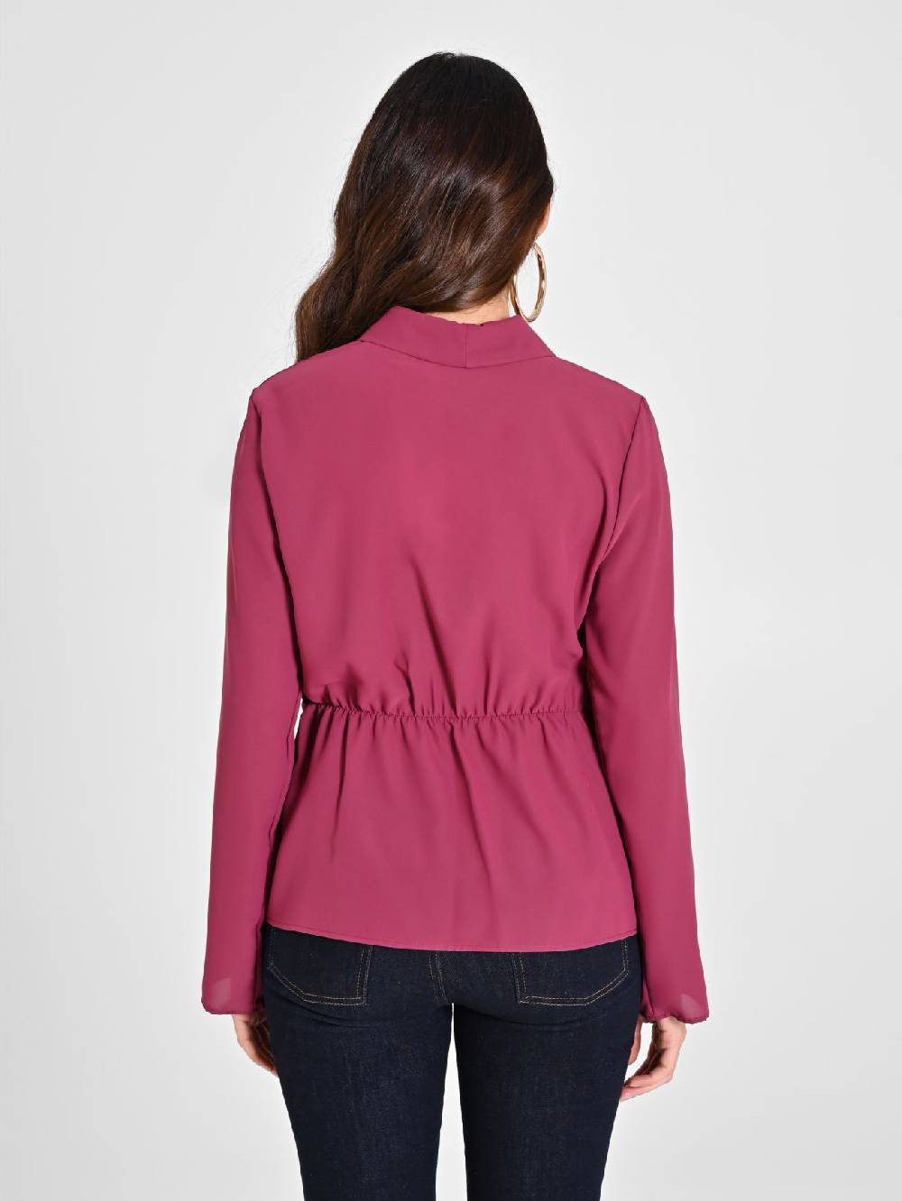 Rinascimento Blusa Bordeaux con Drappeggio Prezzo Ridotto