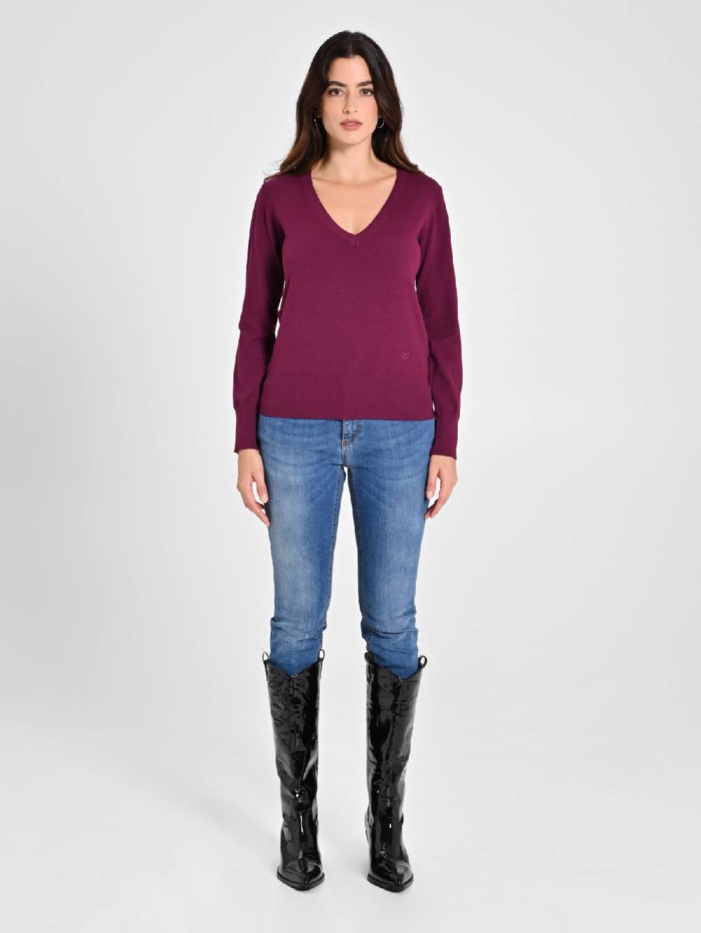 Rinascimento Maglia con Scollo a "V" Bordeaux Ecotec® Sottocosto