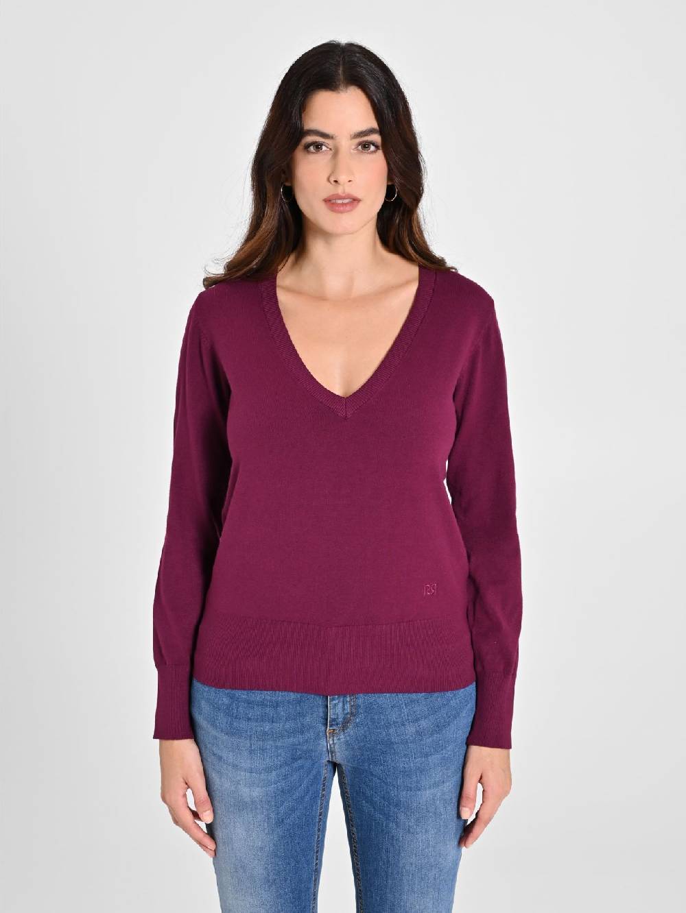 Rinascimento Maglia con Scollo a "V" Bordeaux Ecotec® Sottocosto
