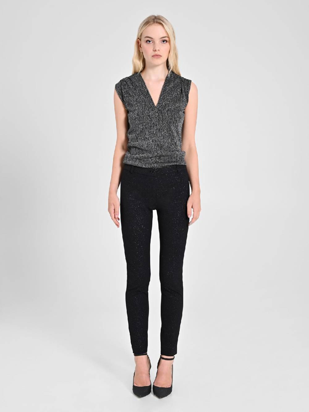 Rinascimento Pantaloni Glitter Neri Presa