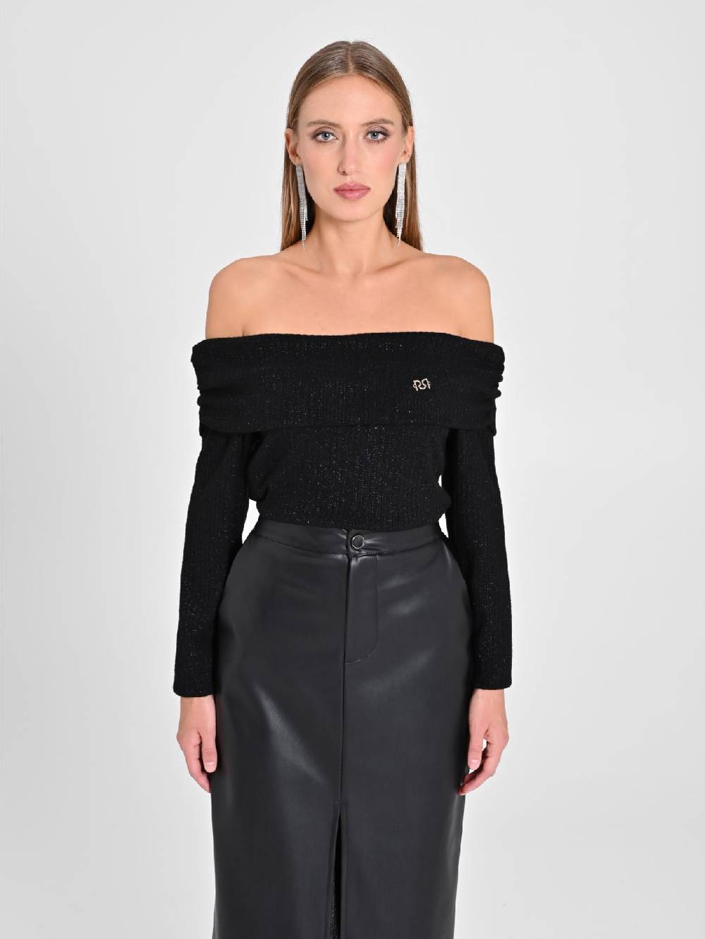 Rinascimento Maglia Lurex Nera Sconto