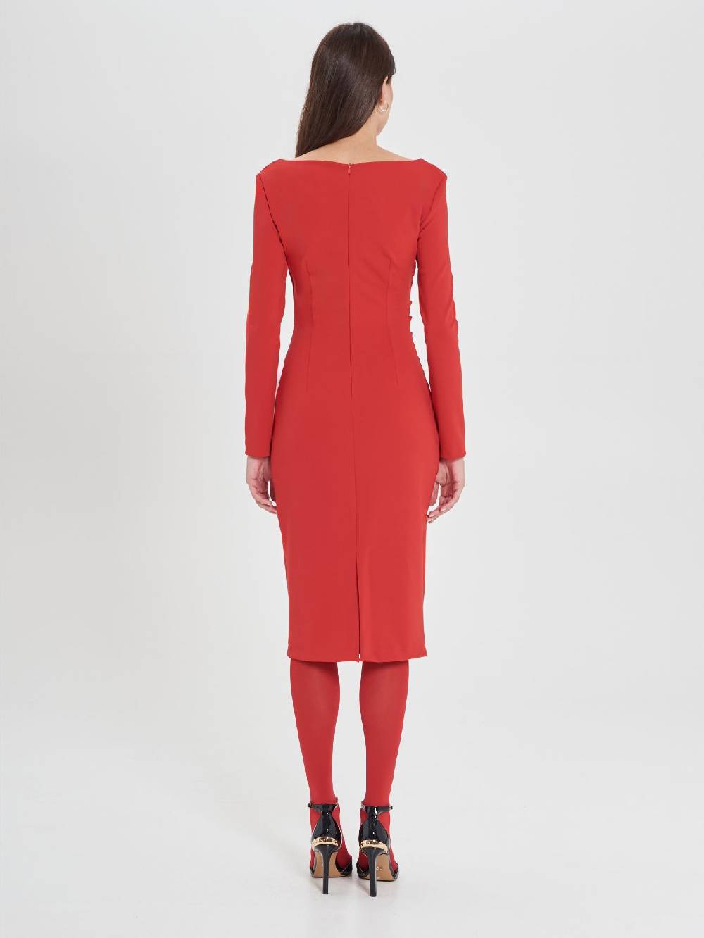 Rinascimento Tubino Rosso con Scollo Squadrato Hotsell