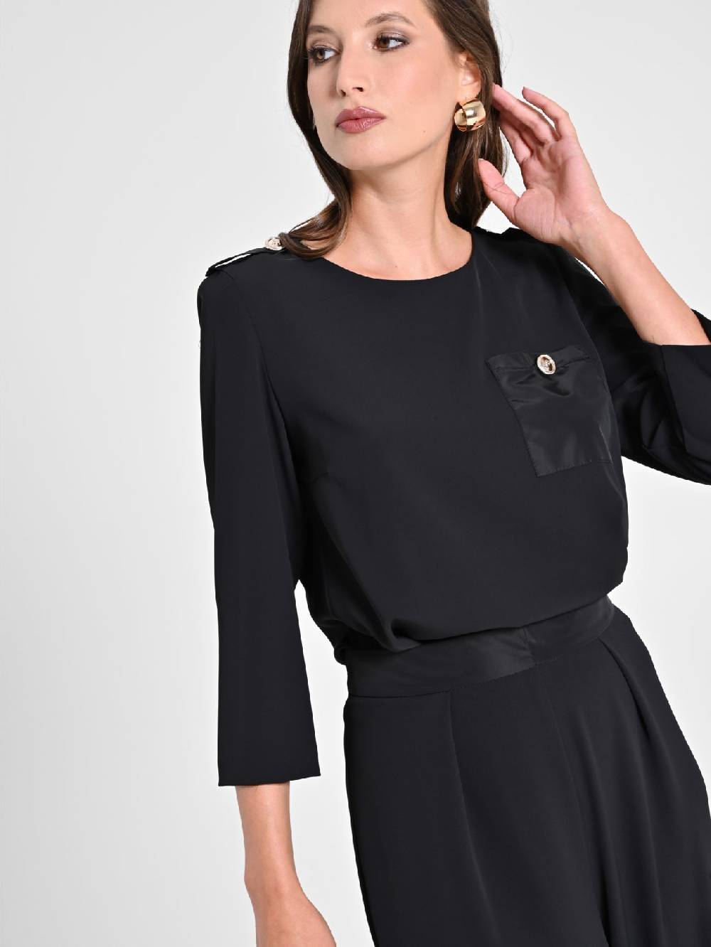 Rinascimento Blusa con Taschino in Taffetà Nuova