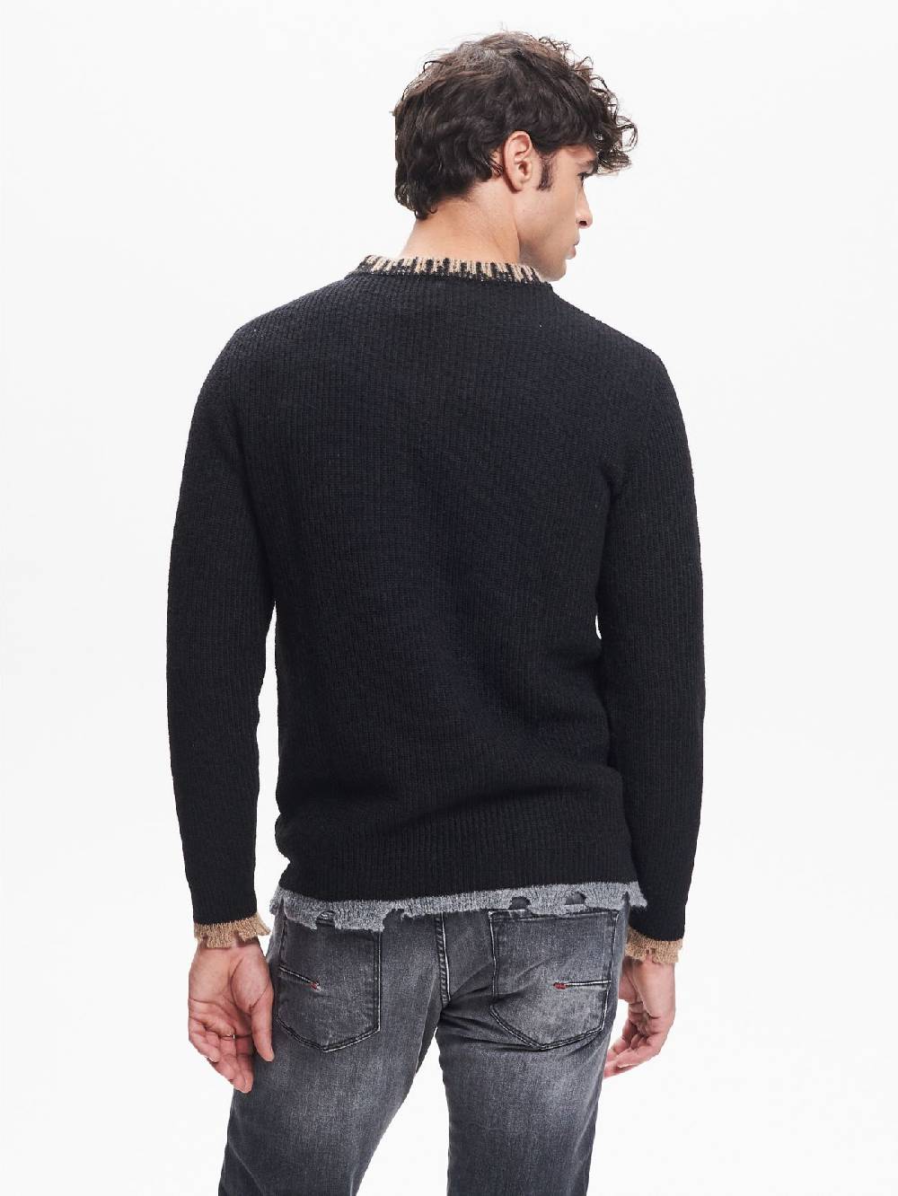 Rinascimento Maglia Girocollo Uomo Costa Inglese Nero QB24 Italia