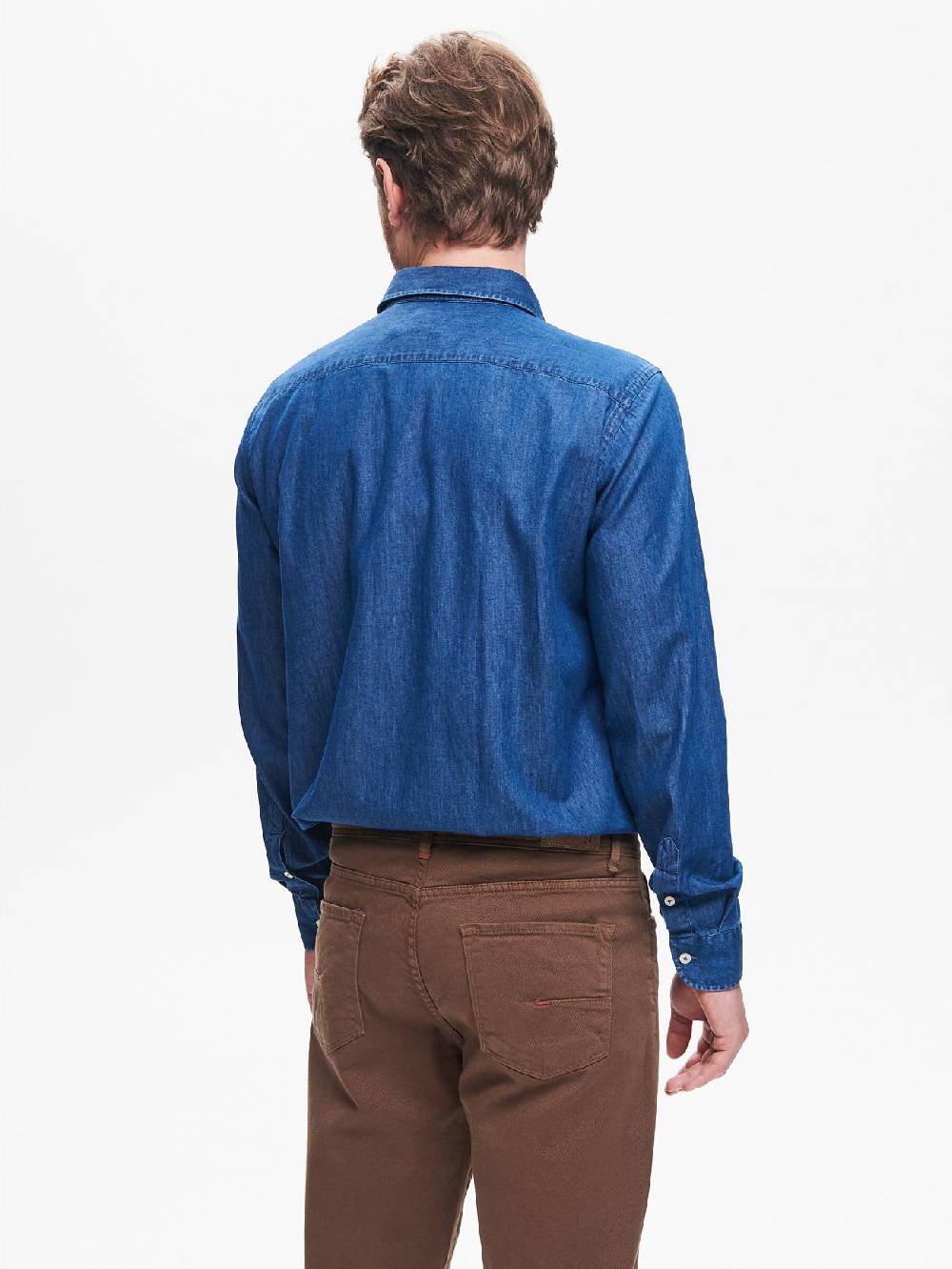 Rinascimento Camicia in Denim Uomo Lavaggio Medio Blu QB24 Sconto