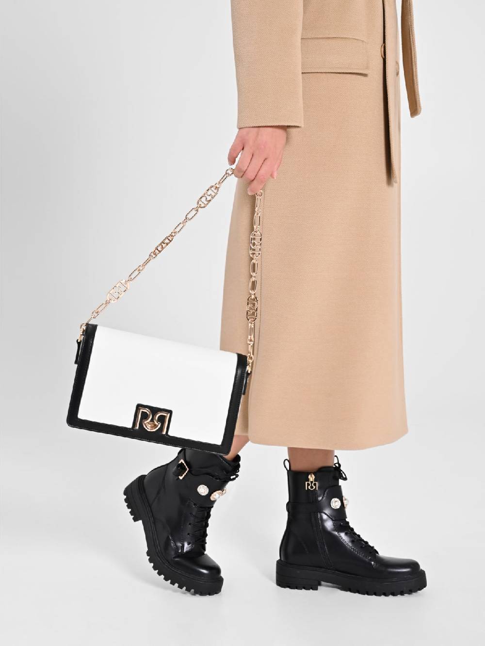 Rinascimento Borsa Black & White con Bordi a Contrasto Negozi Online