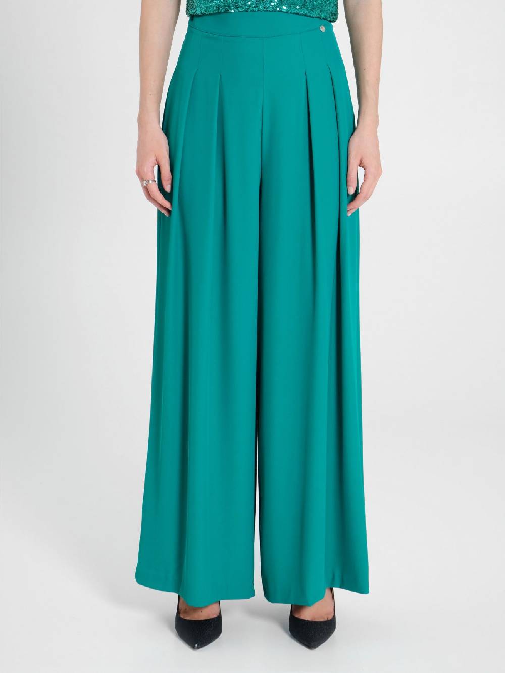 Rinascimento Pantaloni Palazzo Verde Giada Offerte