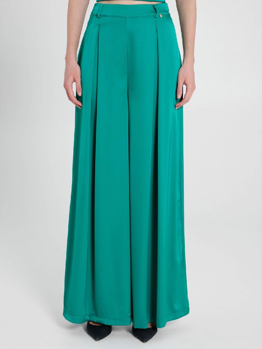 Rinascimento Pantaloni Palazzo in Satin Verde Giada Hotsell