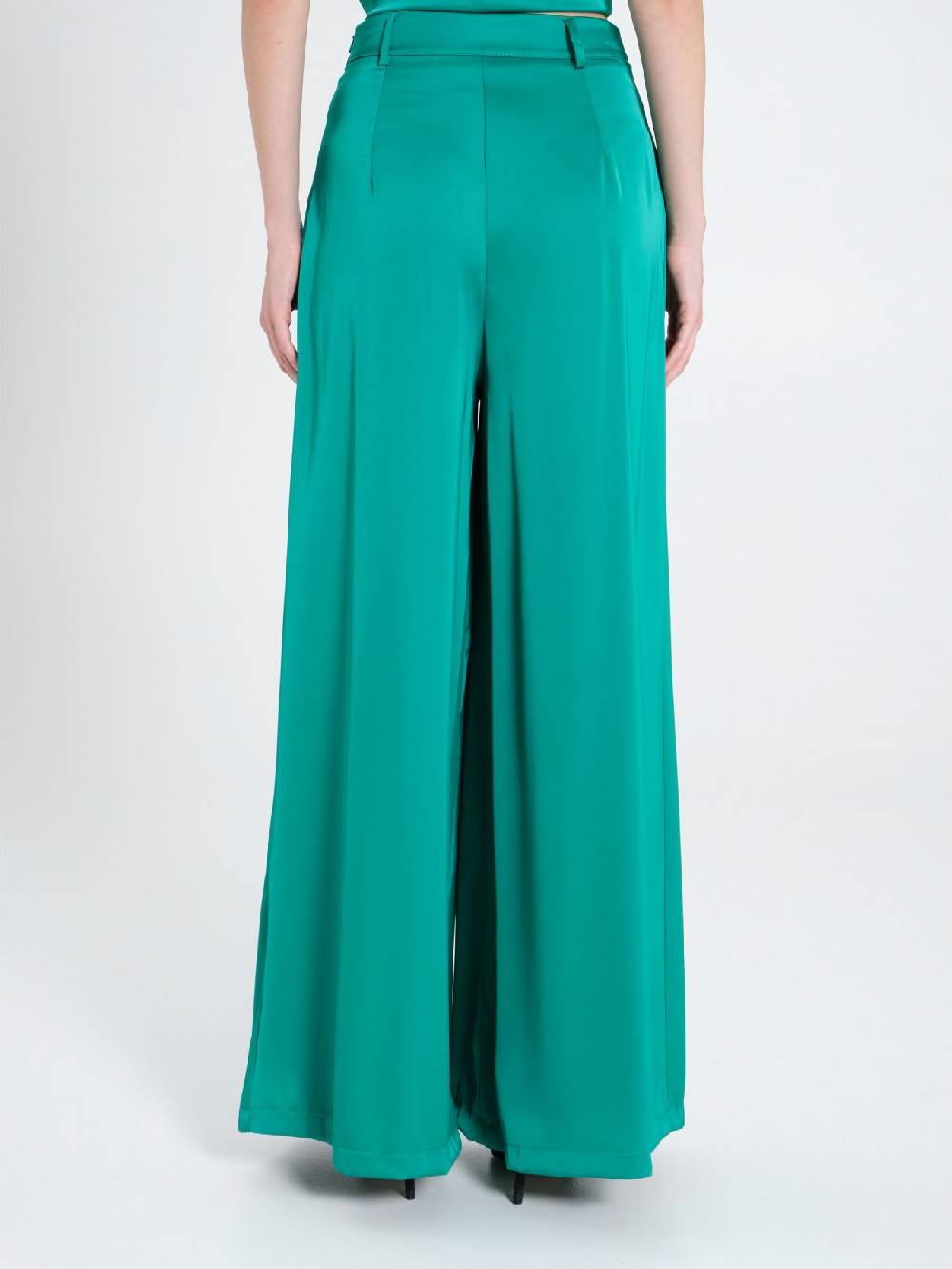 Rinascimento Pantaloni Palazzo in Satin Verde Giada Hotsell