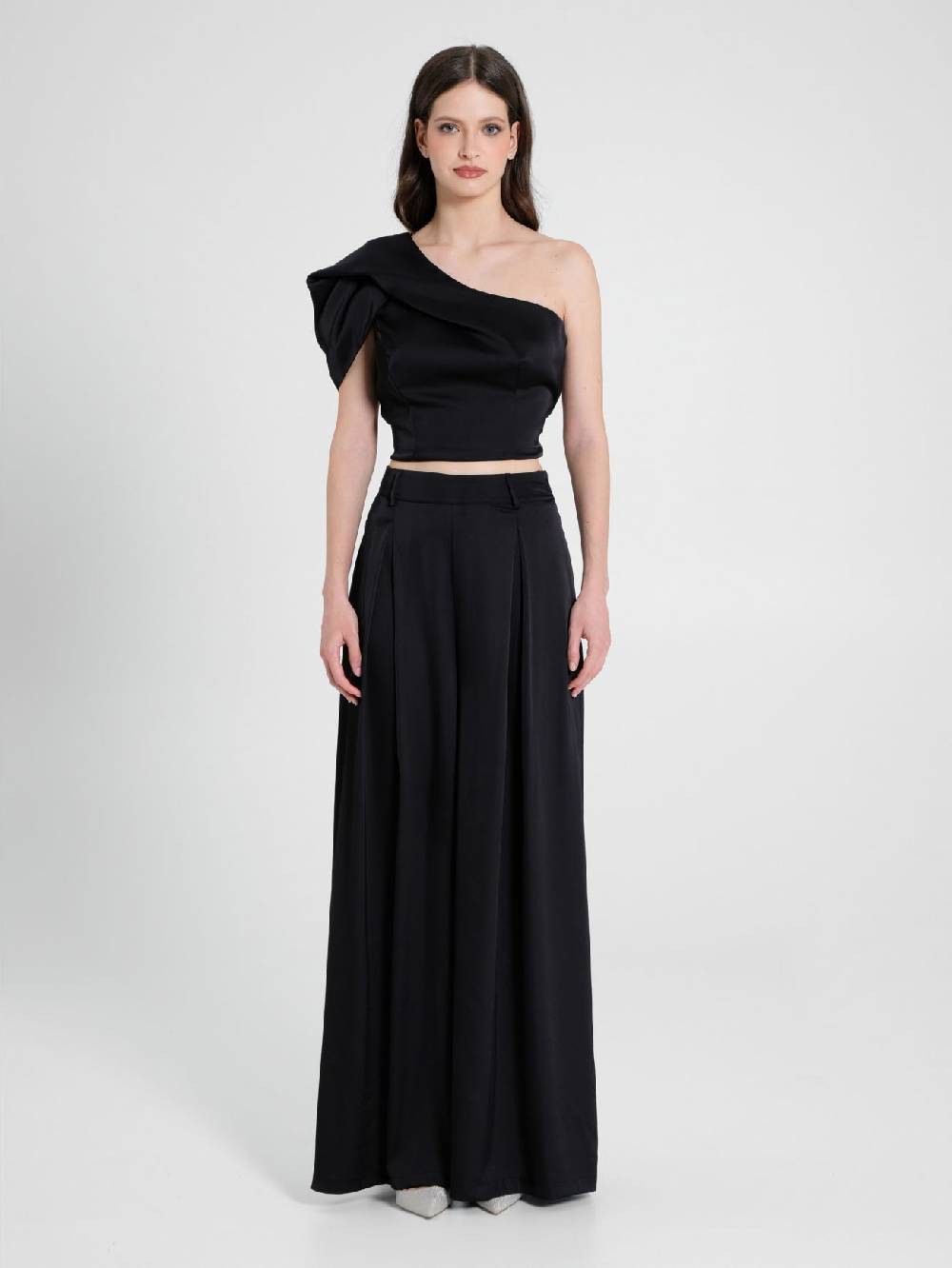 Rinascimento Top Monospalla in Satin Nero Promozione