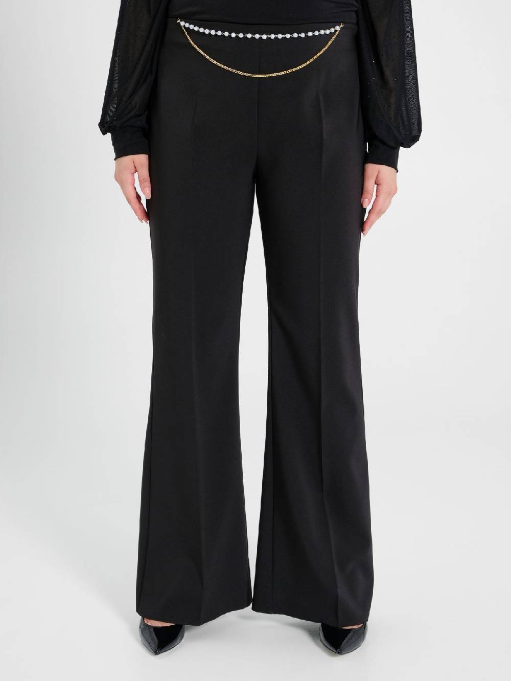 Rinascimento Pantaloni Flared Curvy con Perle Consegna Veloce