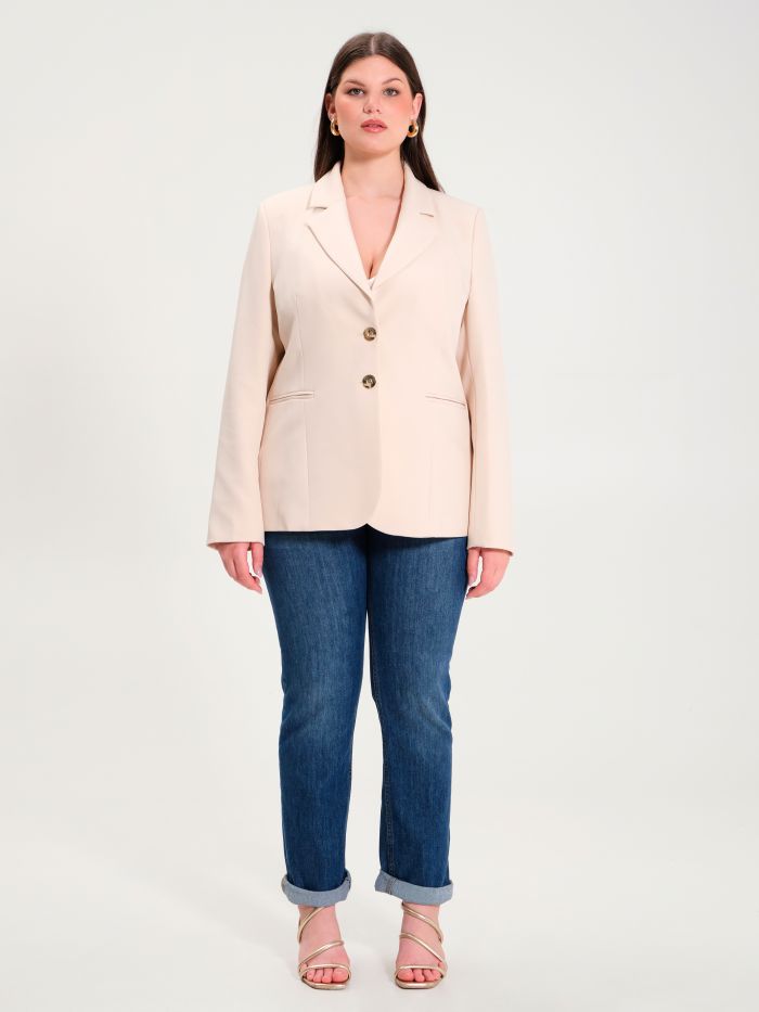Rinascimento Giacca Curvy a Due Bottoni Beige Affare Del Giorno