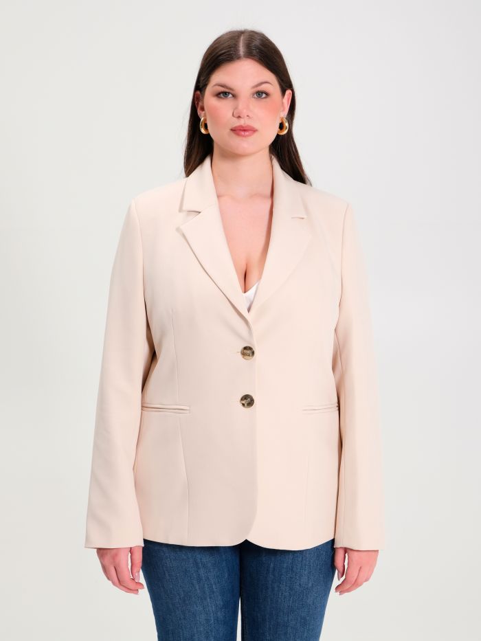 Rinascimento Giacca Curvy a Due Bottoni Beige Affare Del Giorno