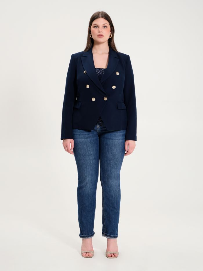 Rinascimento Giacca Curvy 6 Bottoni Blu Sottocosto