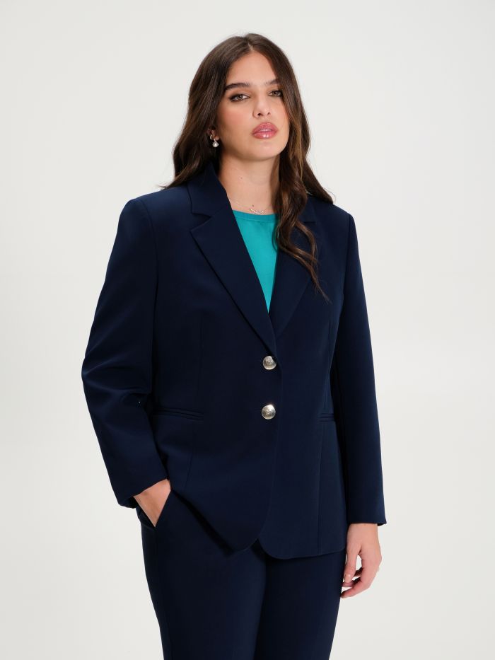Rinascimento Giacca Curvy a Due Bottoni Blu Navy Novità