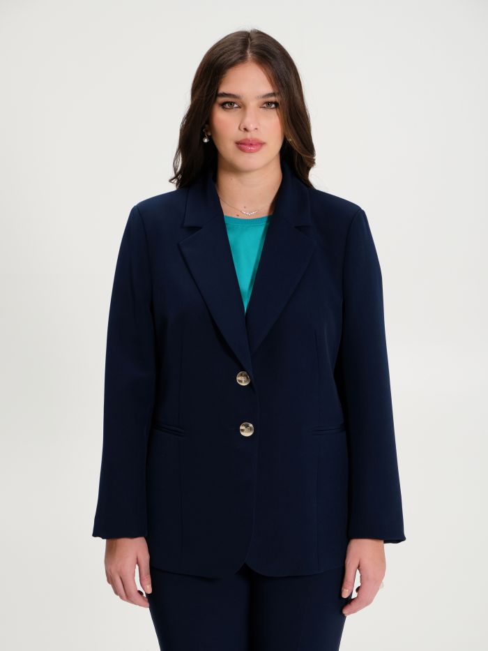 Rinascimento Giacca Curvy a Due Bottoni Blu Navy Novità