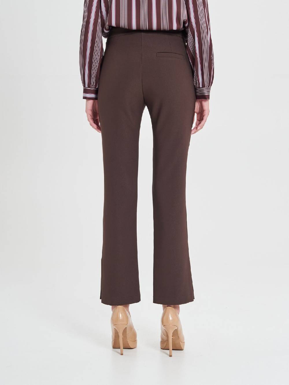 Rinascimento Pantaloni Marroni in Cadi Operato Donna Moda