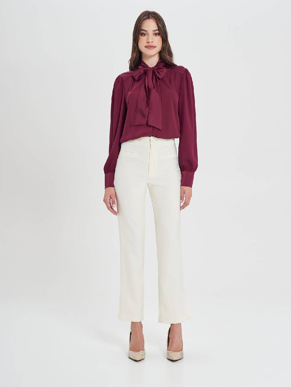 Rinascimento Pantaloni Bianchi in Cadi Operato Donna 2025