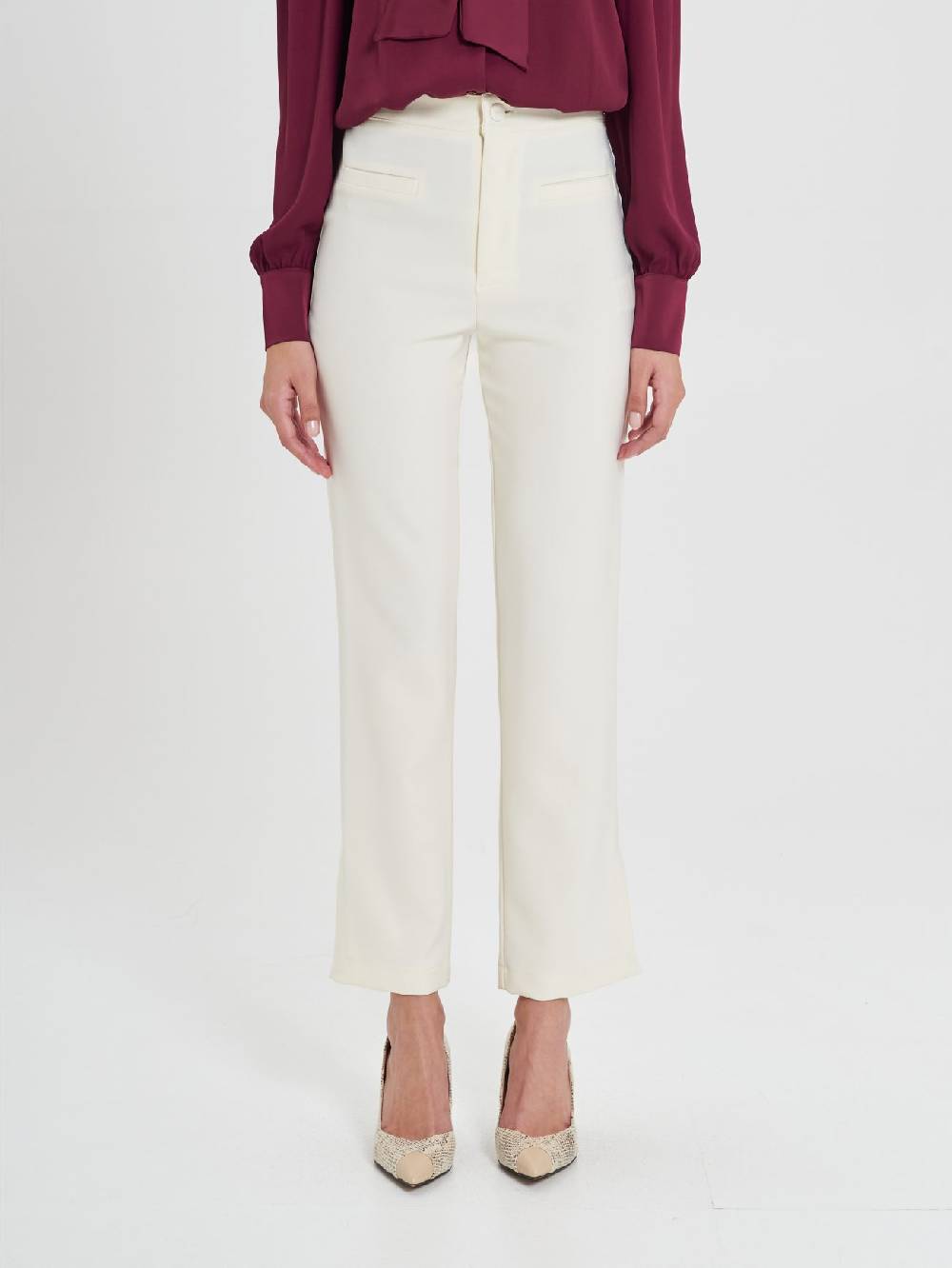 Rinascimento Pantaloni Bianchi in Cadi Operato Donna 2025