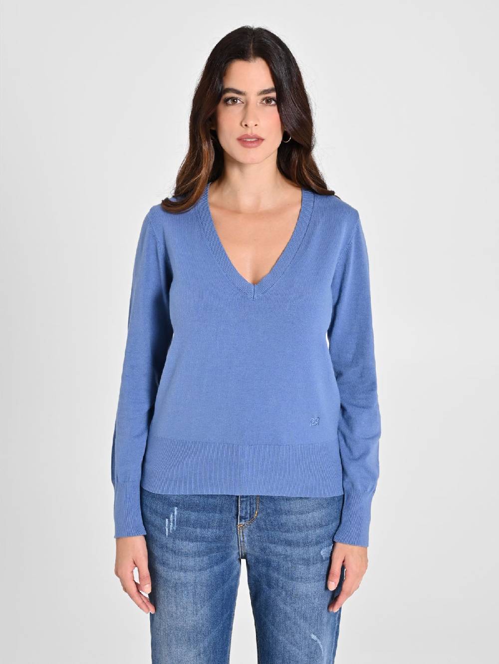 Rinascimento Maglia con Scollo a "V" Blu Avio Ecotec® Qualità Garantita