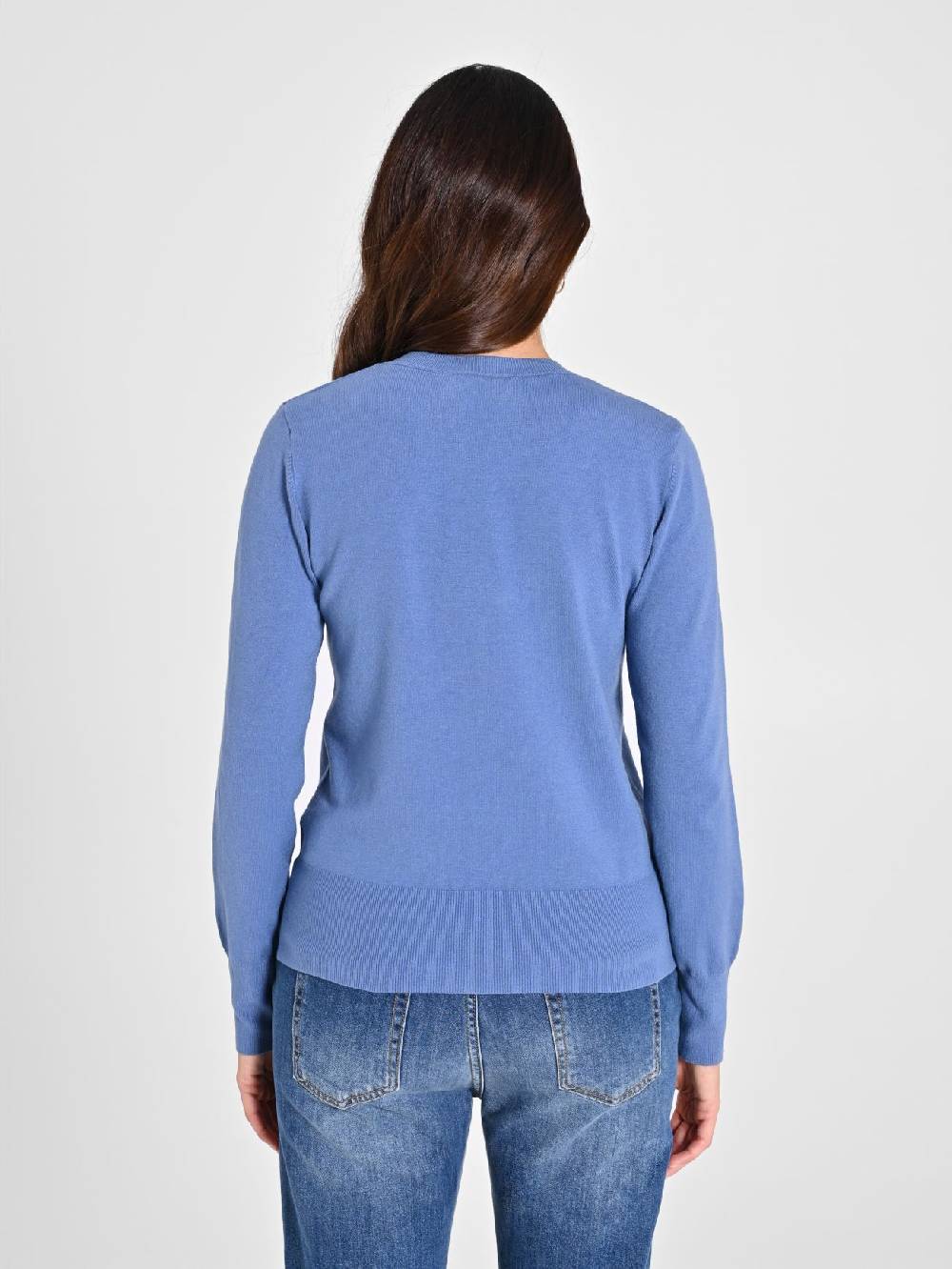 Rinascimento Maglia con Scollo a "V" Blu Avio Ecotec® Qualità Garantita