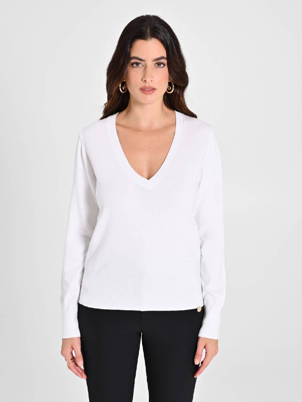 Rinascimento Maglia con Scollo a "V" Bianca Ecotec® Consegna Veloce