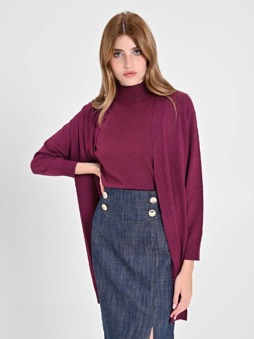 Rinascimento Cardigan Bordeaux in Maglia Affare Del Giorno