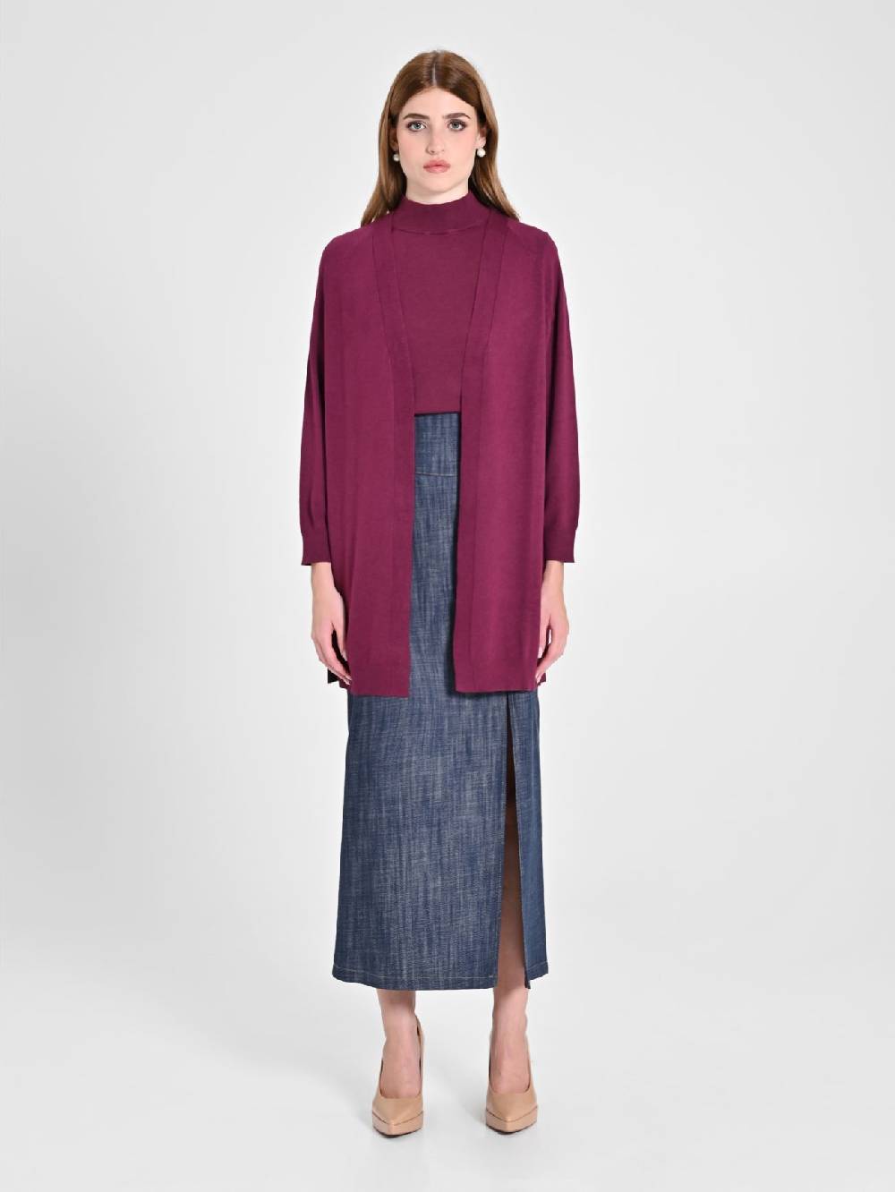 Rinascimento Cardigan Bordeaux in Maglia Affare Del Giorno