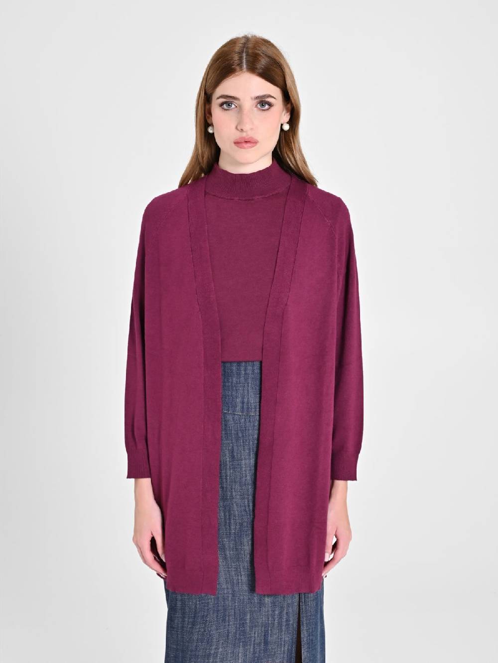 Rinascimento Cardigan Bordeaux in Maglia Affare Del Giorno