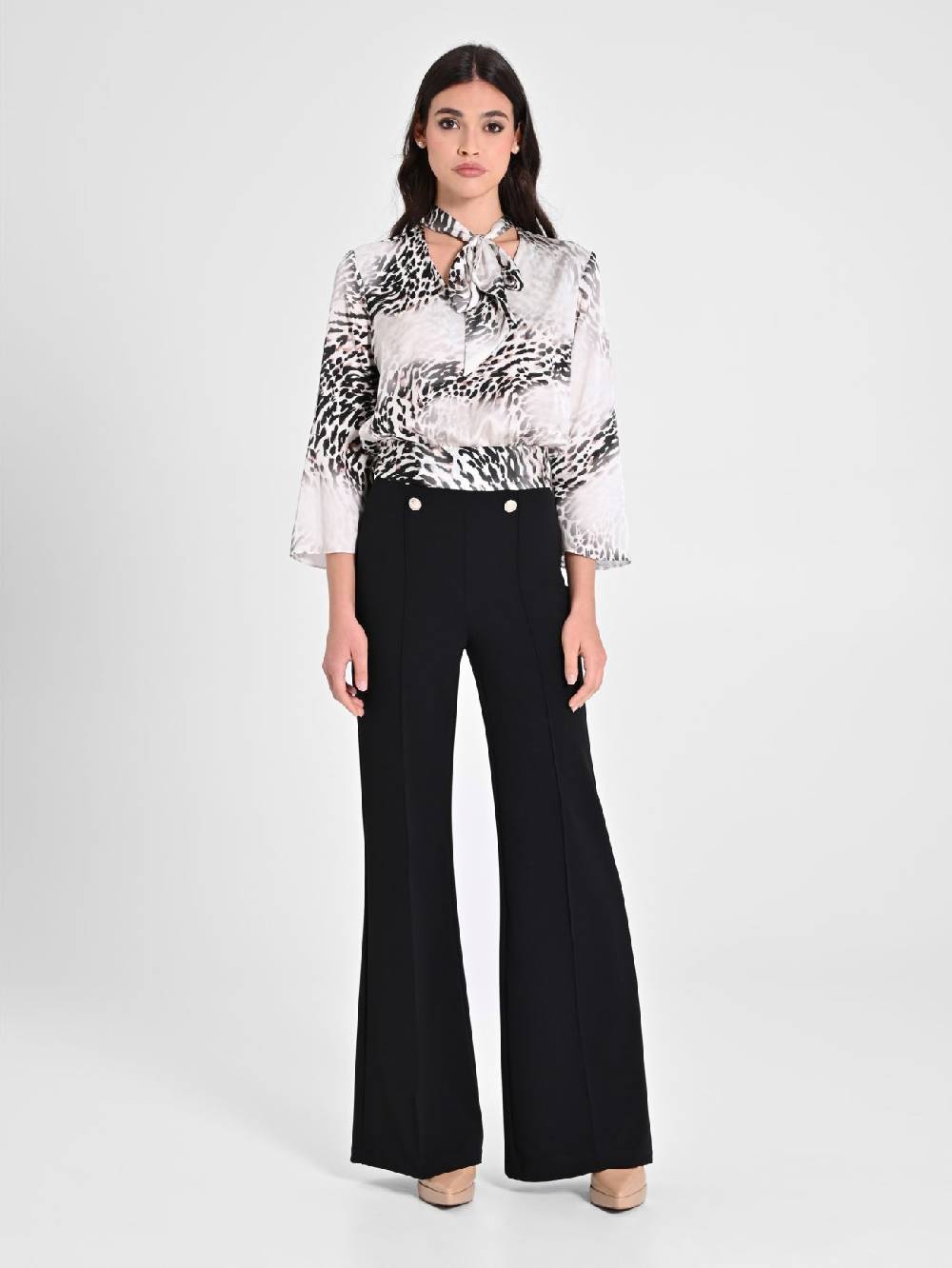 Rinascimento Blusa Animalier con Fiocco Vendita Economica