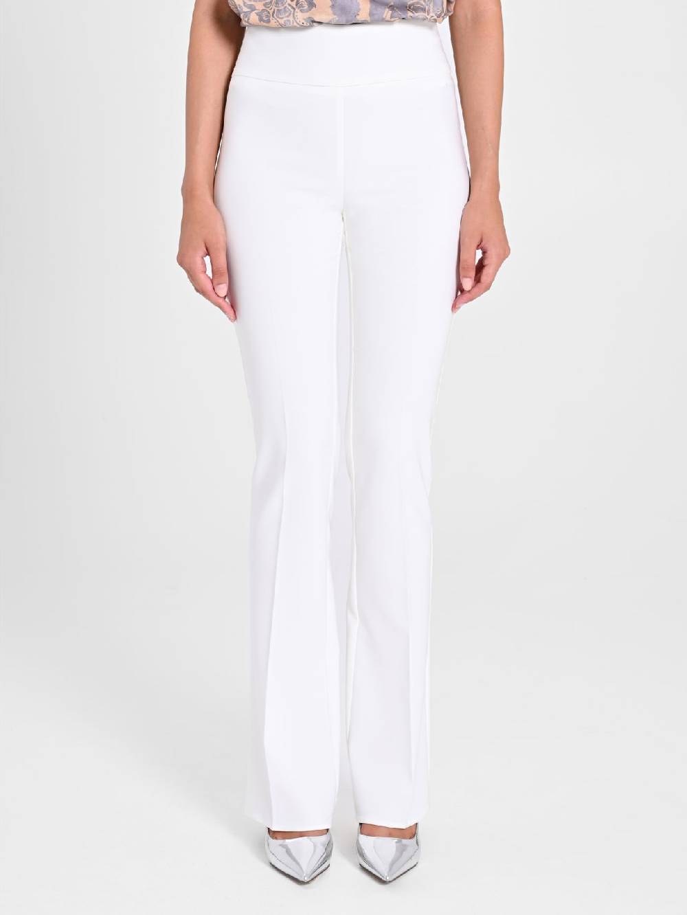 Rinascimento Pantaloni Flared in Tessuto Tecnico Bianco Moda