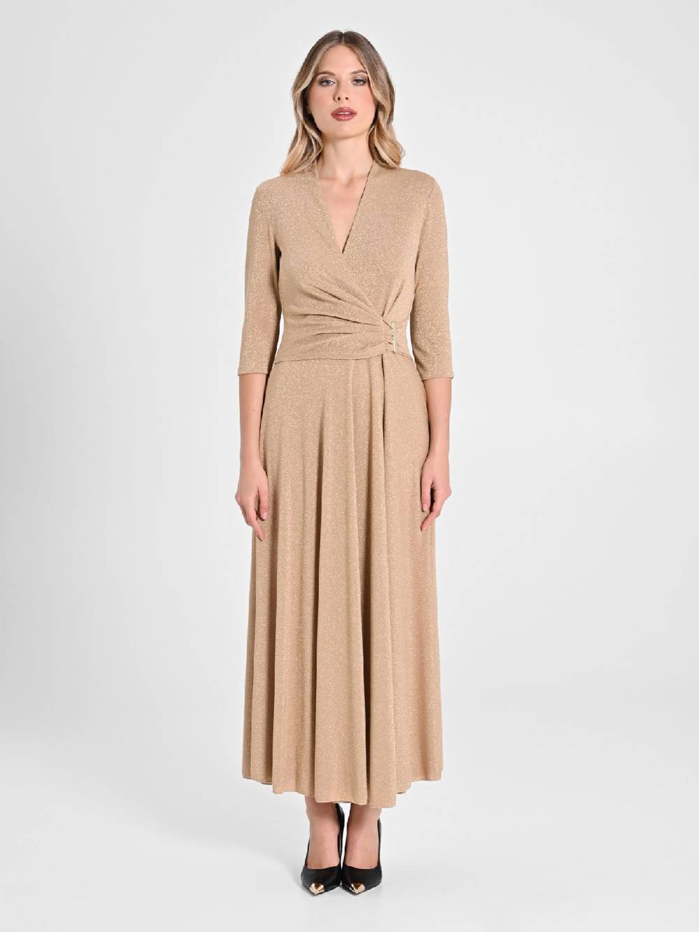 Rinascimento Abito Lungo Lurex Gold Soddisfazione Garantita