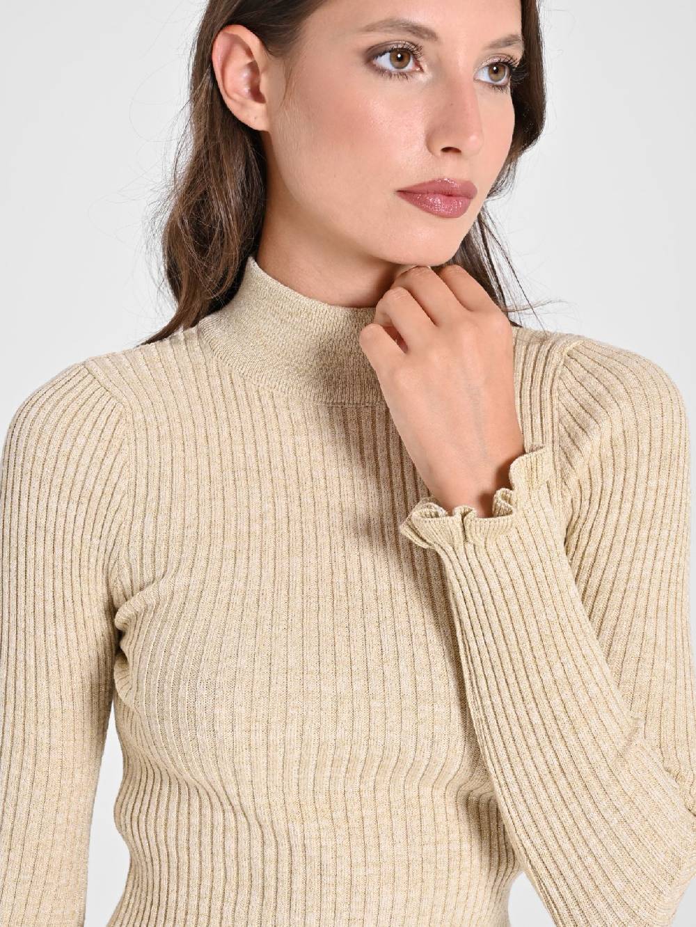 Rinascimento Abito Oro Lurex in Maglia Acquista Ora